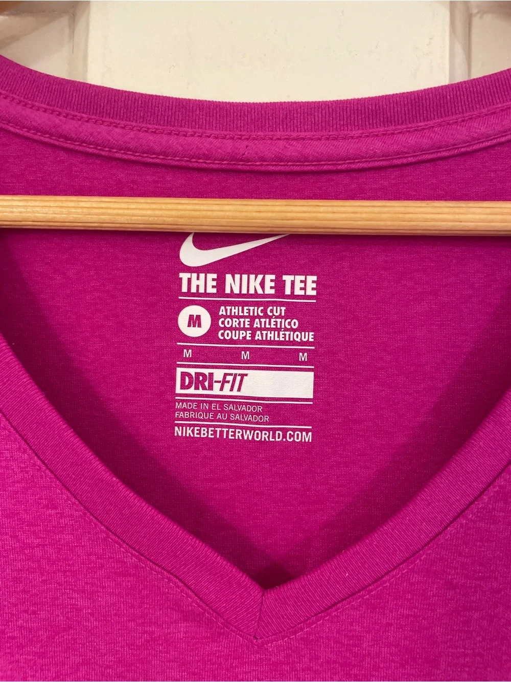 Nike Women’s V-Neck Dry Fit Active Tee - Fuchsia Pink